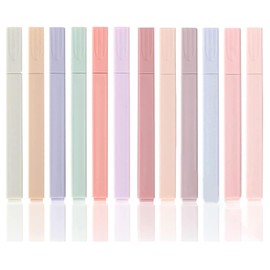 Taicols Pack of 12 Pastel Highlighters, Cute Text Marker Pens, Aesthetic Pens, Aesthetic Marker Highlighter Pen, Macaron Colours Highlighter Set, for Family School Office