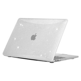 EooCoo Case Compatible with MacBook Air 13 Inch Retina M1 A2337 A2179 A1932, 2020-2018 Release Ultra Thin Smooth Hard Shell Protective Case, Glitter Clear