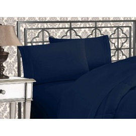 1200 Thread Count Queen 4pc Bed Sheet Set Egyptian Deep Pocket Navy                                                                                   