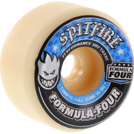 58mm Spitfire Wheels Formula Four Conical Full White w/Blue Skateboard Wheels - 99a with Viper Strike Skateboard Bearings 8mm Precision ABEC 7 Skateboard Bearings - Bundle of 2 Items