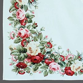 Tablecloth with Rose Print Motif Table Runner 100% Polyester Spring Summer (150 cm Round)