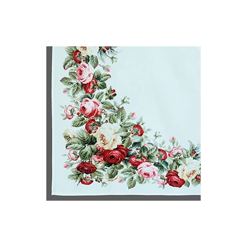 Tablecloth with Rose Print Motif Table Runner 100% Polyester Spring