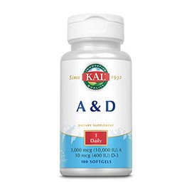KAL Vitamin A and D 10 m/400 10,000/400 IU Softgel, 100 Count