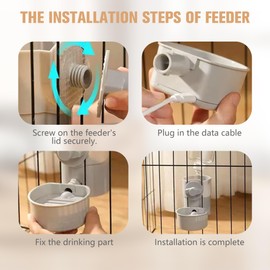 Rabbit Heated Water Bottle 500ml Bunny Hanging Water Fountain Automatic Guinea Pig Water Dispenser No Leak Drinking Feeder for Bunny Chinchilla Hamsters Cat Dog Small Animals