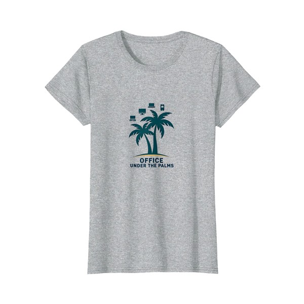 Office Under The Palms: Tropical Remote Work Logo T-Shirt, Women,