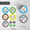 younikat 9 Circular Rubbish Bin Stickers French for Waste Separation