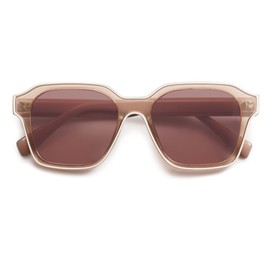 ZLJSHIHOI Black Square Sunglasses with White Edges for Men and Women - Trendy and Stylish UV400 Protection (brown)