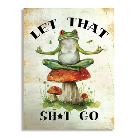 Funny Frog Mushroom Quote Wall Decor Poster Retro Sign Canvas Wall Poster for Bedroom Living Room Decor 12x16 in Unframed