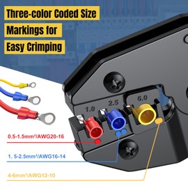 Ratchet Crimping Tool, FortCeremy Insulated Ratchet Terminal Crimping Pliers, AWG20-10 (0.5-1.5 mm²/1.5-2.5 mm²/4-6 mm²), Electrical Wire Crimping Tool for Electrical Connections