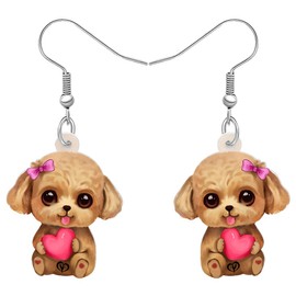 RAIDIN Acrylic Creative Valentines Day Dangle Earrings Gifts for Women Girls Kids Cute Dog Doggy Hypoallergenic Jewelry for Pets Lovers Birthday Party Decorations (Poodles)