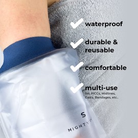 Mighty Well H2O Shield PICC Line Shower Cover, Reusable Waterproof PICC Line Covers | Ocean, Small/Medium