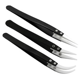 RSYHVG 3Pcs Stainless Steel Ceramic Pointed Tweezers for Electronic Repair,Jewelry Making,Laboratory Work,High Temperature Resistant Insulated Clamping Tools