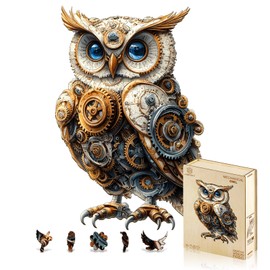 Jigfoxy Wooden Puzzles for Adults, Mechanical Owl Wood Puzzles Adult, Unique Animal-Shaped Wooden Jigsaw Puzzles, Christmas Thanksgiving Gifts for Family and Friends (S-8.5 * 5.8in-80pcs)