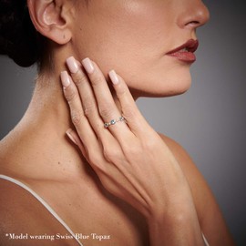 PEORA Citrine 5-Stone Tiara Stackable Ring Band for Women 925 Yellow Gold-tone Sterling Silver, Natural Gemstone, 0.75 Carat total Round Shape, Size 7, Yellow Citrine Ring for Stacking,