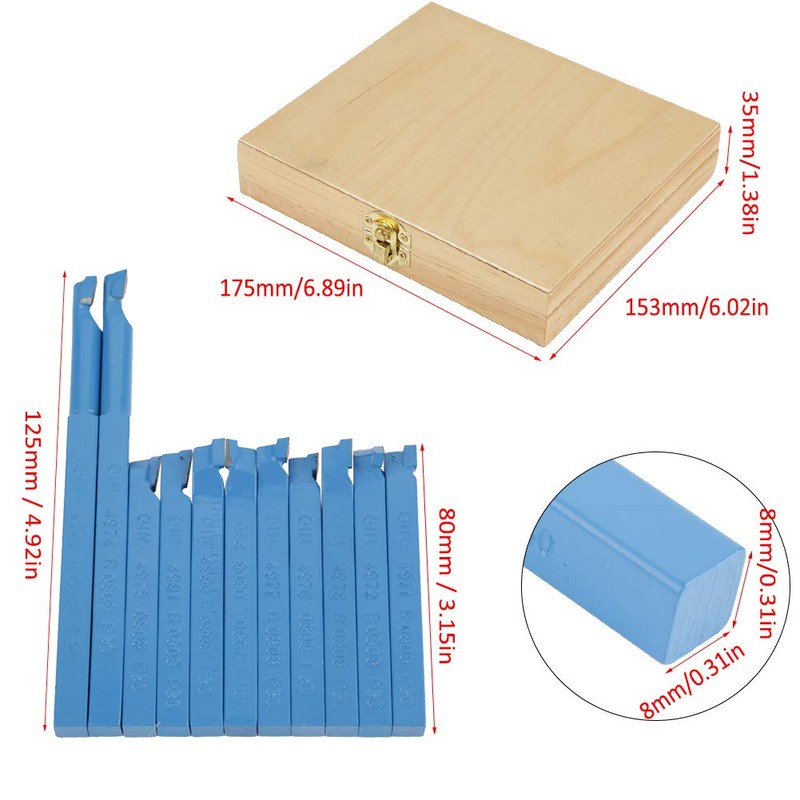 lyrlody Lathe Cutting Tools, 11Pcs 8 x 8mm Turning Insert