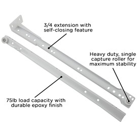 Hickory Hardware P1700/16-W 16-Inch Bottom Mount Euro Drawer Slide, White,1 Pair