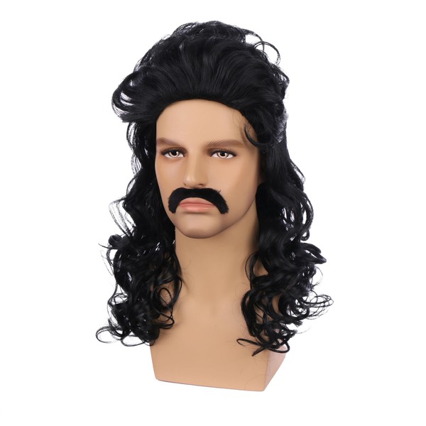 Edivd Children Black Wig Kids Long Black Wavy Curly Wig