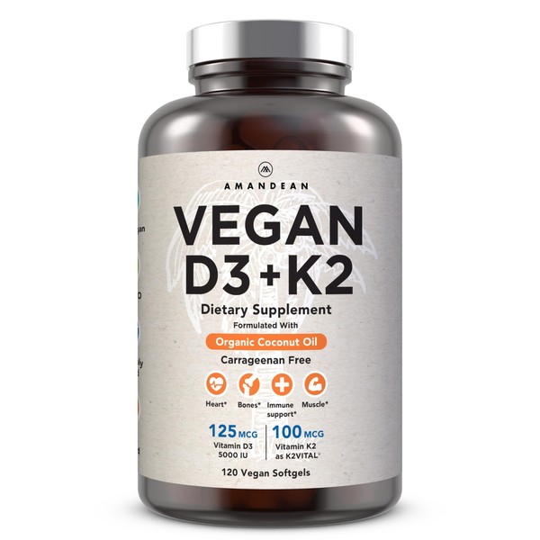 AMANDEAN AMANDEAN Vegan Vitamin D3 K2. 5000 iu from Algae.