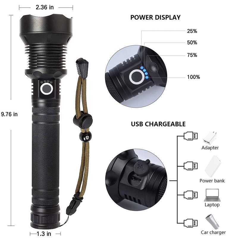 Lylting Rechargeable LED Flashlights High Lumens, 90,000 Lumens Super Bright