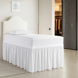 Cottington Lane Dorm Room Bed Skirt Twin XL, Hotel Quality Premium Brushed Microfiber Extra Long College Dust Ruffle 32 Inch Drop White Bedskirt