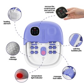 Medical king Foot Spa with Heat and Massage and Jets Includes A Remote Control A Pumice Stone Collapsible Foot Spa Massager with Heat and Massage Bubbles and Vibration