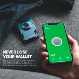 VULKIT Cartera Minimalista para Hombre con Pinza para el Dinero - Billetera de Metal con Bloqueo RFID y Diseño de Porta AirTag