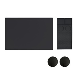 Coffee Machine Mat Sets Silicone Dish Drying Pad Kitchen Station Pad Accessories Dish Drying Mat for Kitchen Counter (Black)