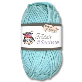 Frida's Wollhaus Frida's 50 g #Sixth Baby Chenille Yarn Knitting Crochet Wool Amigurumi Velvety Soft 30 Colours (749, Light Blue)