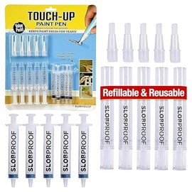 Slobproof Bolígrafo de pintura de retoque recargable, sin desorden, herramienta de reparación de pintura de pared reutilizable, aplicación precisa, me