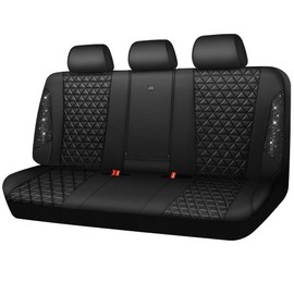 CAR PASS Bling Back Seat Cover, Waterproof Leather Bench Rear Seat Cover Shining Diamond Truck Glitter Crystal Sparkly Rhinestone Universal Fit Armrest Automotive Kid Women Girl, Black Diamond