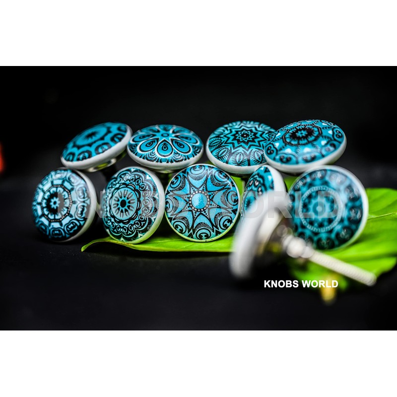 10 x Mixed Retro Flower Ceramic Knobs, Door Knobs, Cupboard