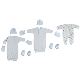 UD_Preemie Boys Gowns, Sleep-n-play, Caps, Mittens And Booties - 8 Pc Set Cs_0069