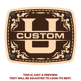 CityLocs Custom Initials Hat with Engraved Leather Patch - Letter: U, Hat Color: Moss/Khaki Trucker