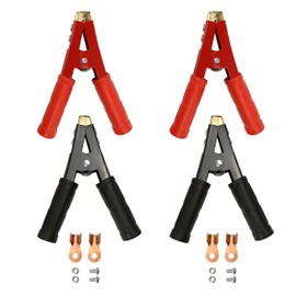 4PCS Battery Jumper Cable Clamps, Alligator Clip Jumper Cable End Boost Clamp Set - Heavy Duty Pure Copper Car Battery Clamps 1000A Capacity, Insulated Parrot Clips Red & Black