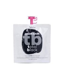Fanola Nourishing Colour Mask, Nourishing and Conditioning Pigmented Hair Mask to Intensify Color and Temporarily Dye Hair, for Natural, Coloured and Bleached Hair, Total Black Shade, 30ml