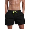 QRANSS Black Mens 5 inch Inseam Quick Dry Swim Trunks