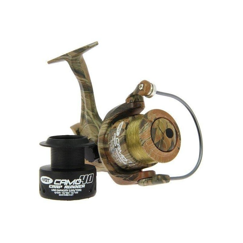 NGT Camo40 3bb Carp Runner' Reel with Spare Spool -