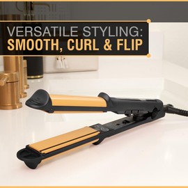 CHI Tourmaline Ceramic 3-in-1 Multi Styler, Curl & Wave Styling Iron For Shiny, Frizz-Free Hair, Auto Shut-Off, 0.75" Plates, 1" Barrel, Onyx Black