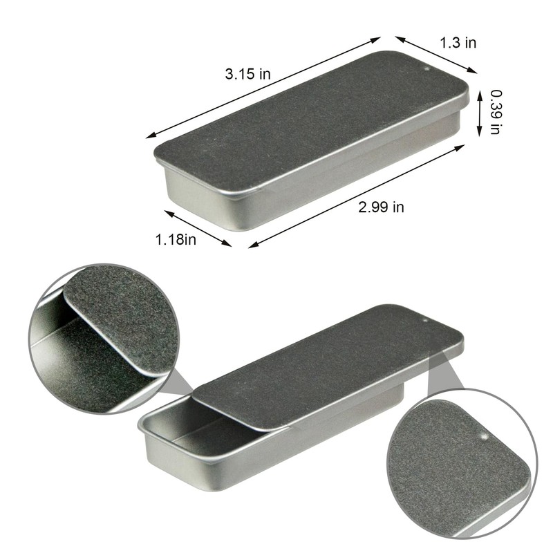 3 Pcs Mini Metal Tin Box Containers, Small Rectangular Empty