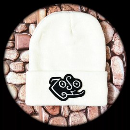LED ZEPPELIN ZOSO LOGO WHITE BEANIE + NECKLACE