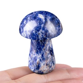 YATOJUZI 2" Mushroom Decor Blue Solidate Natural Healing Crystals Stones Cute Hand-Carved Polished Crystal Stone Gemstones Meditation Facial Massage Accessories Energy Reiki Gifts for Women Men