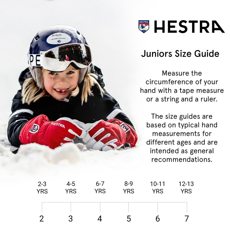 Hestra Army Leather Heli Ski 5-Finger Gloves Children Blue/White