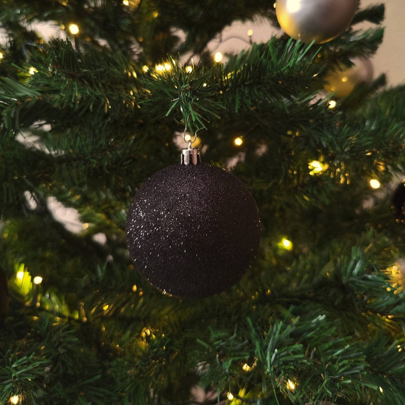 Plastic Christmas Bauble Diameter 8 cm Matt High Gloss Glitter