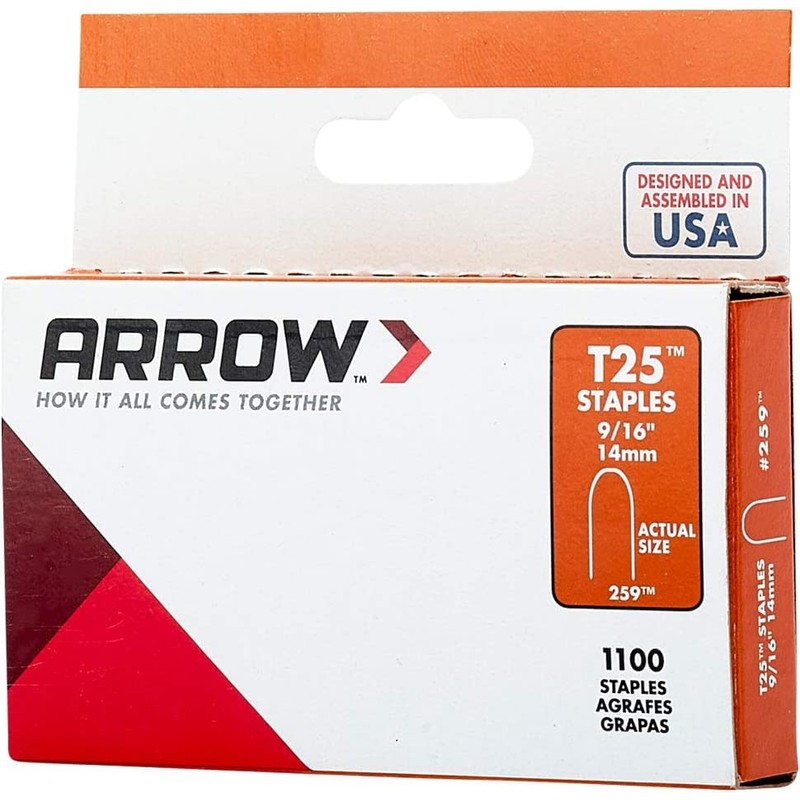 Arrow 259 T25 Heavy Duty Steel Staples for Installing Low