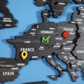 Multilayered 3D Wooden World Map, Travel Map with States and Capitals, Wall Decor For The New House, Gift For Travelers, Office Decor, Birthday Present, Living Room Decoration, Gift for Boys, Educational Activity for Children (L, Tuana)