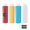 Belinlen 4 Pack 32oz Plastic Squeeze Condiment Bottles 3-Hole Condiment