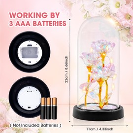 INYPTROPIC Mothers Day Forever Rose Gifts for Mom, Eternal Flower Birthday Gifts for Women, Idea Valentines Gifts for Her, Galaxy Light Up Rose in Glass Dome for Grandma,Sister, Wife