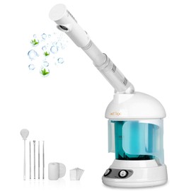 DKURQG Facial Steamer, Nano Ionic Face Steamer for Facial Deep Cleaning Portable Ozone Steamer with Extendable 360° Rotating Arm, Humidifier for Home Salon Spa or Personal Care (Blue)