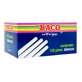 BACO | Caja de Gises Blancos Moldeados de 85 mm, No Tóxico (150 Gises)