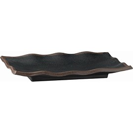 APS GK838 Marone Melamine Wavy Tray, 225 mm x 150 mm, Black